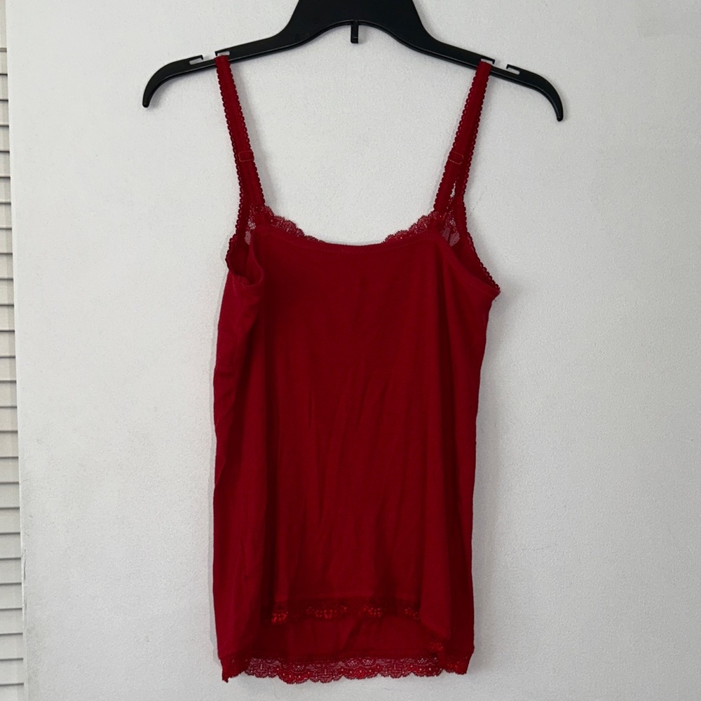 Y2K Babydoll Red Lace Trim Tank Top size M Old Navy - Picture 4 of 7